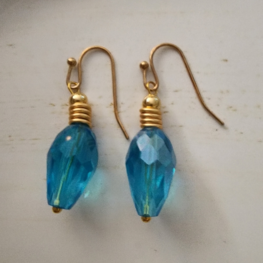 Earrings Christmas light Gem Irridescent Vintage Look 925 hook
